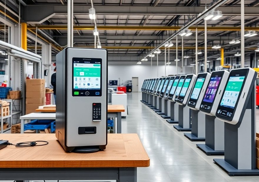 Dispenser module of a self-service terminal on a test bench